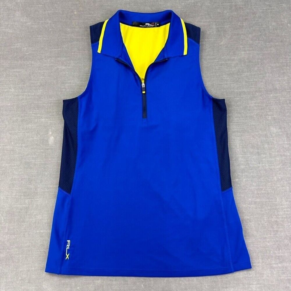 RLX Ralph Lauren‎ Golf Vest Womens Medium Blue Performance 1/4 Zip Lightweight